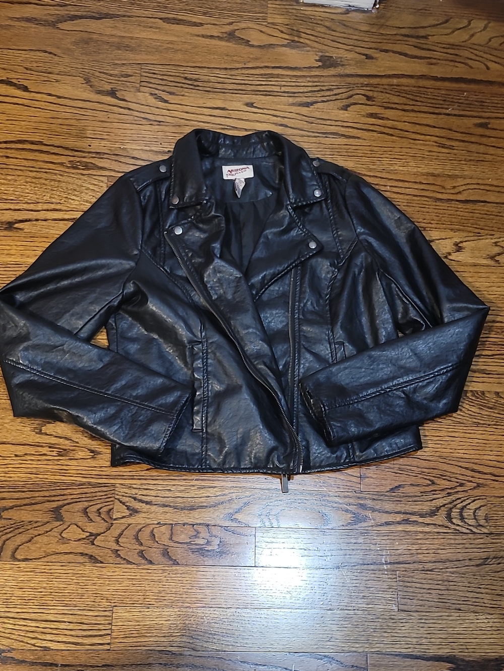 Arizona Jean Company Black Faux Leather Moto Jacket